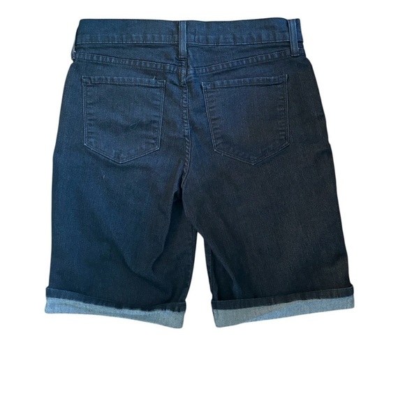 NYDJ Stretch Bermuda Shorts Jorts Sz 6 Dark Denim Red/White Selvedge Slimming - Picture 2 of 7